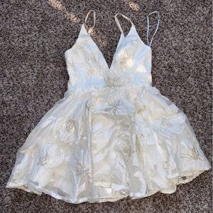 Lulu's Shimmering White Satin Dress